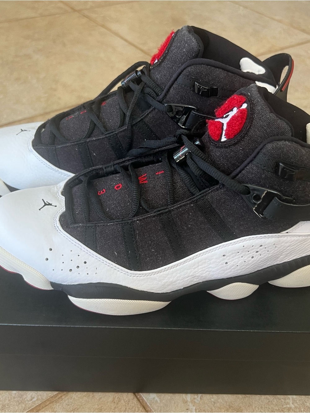 Jordan 6 Ring Shoes - White/Black/Gym Red - Picture 6 of 6